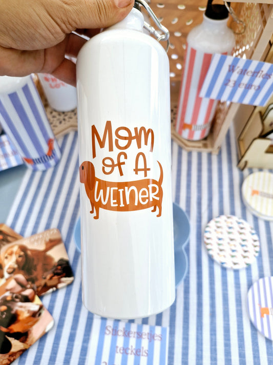Mom of a Weiner - Premium Drinkfles voor Teckelliefhebbers