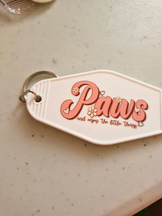 Paws and enjoy the little things pastel kleur Sleutelhanger - Cadeau voor Hondenliefhebbers
