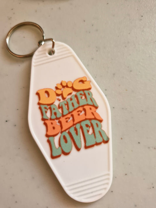 Dog Father Beer Lover pastel kleur Sleutelhanger - Cadeau voor Hondenliefhebbers