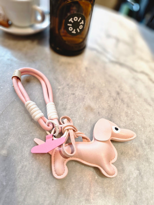 Teckel Sleutelhanger Roze - Handtashanger & GSM Hanger voor Teckelliefhebbers