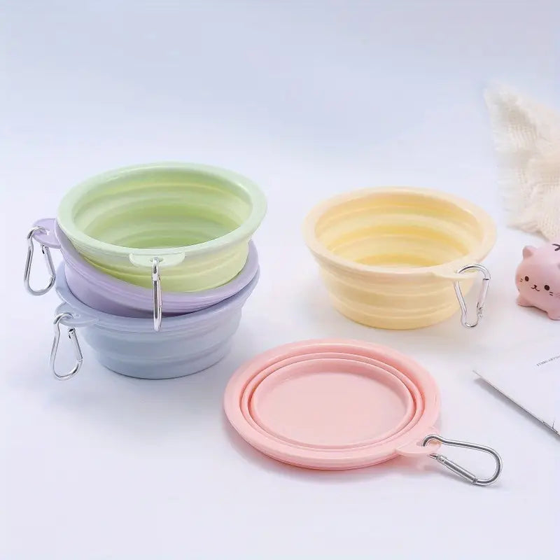 5 verschillende opvouwbare waterbakjes - macaron kleuren lichtblauw, geel, lila, lichtgroen en roze