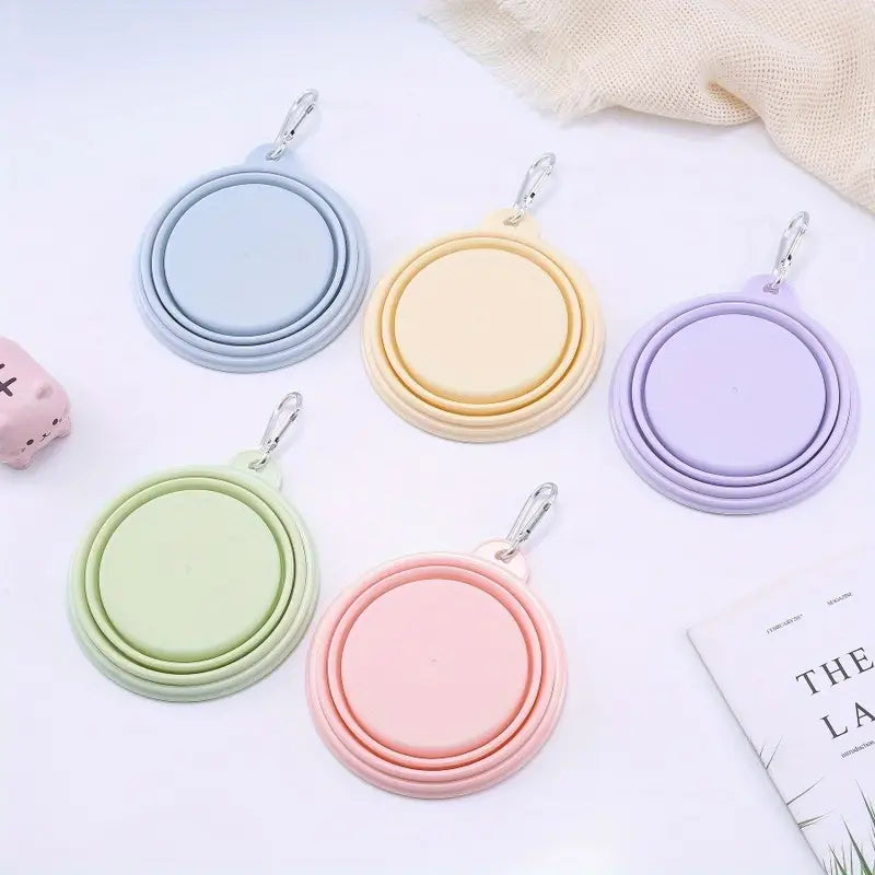 5 verschillende opvouwbare waterbakjes - macaron kleuren lichtblauw, geel, lila, lichtgroen en roze