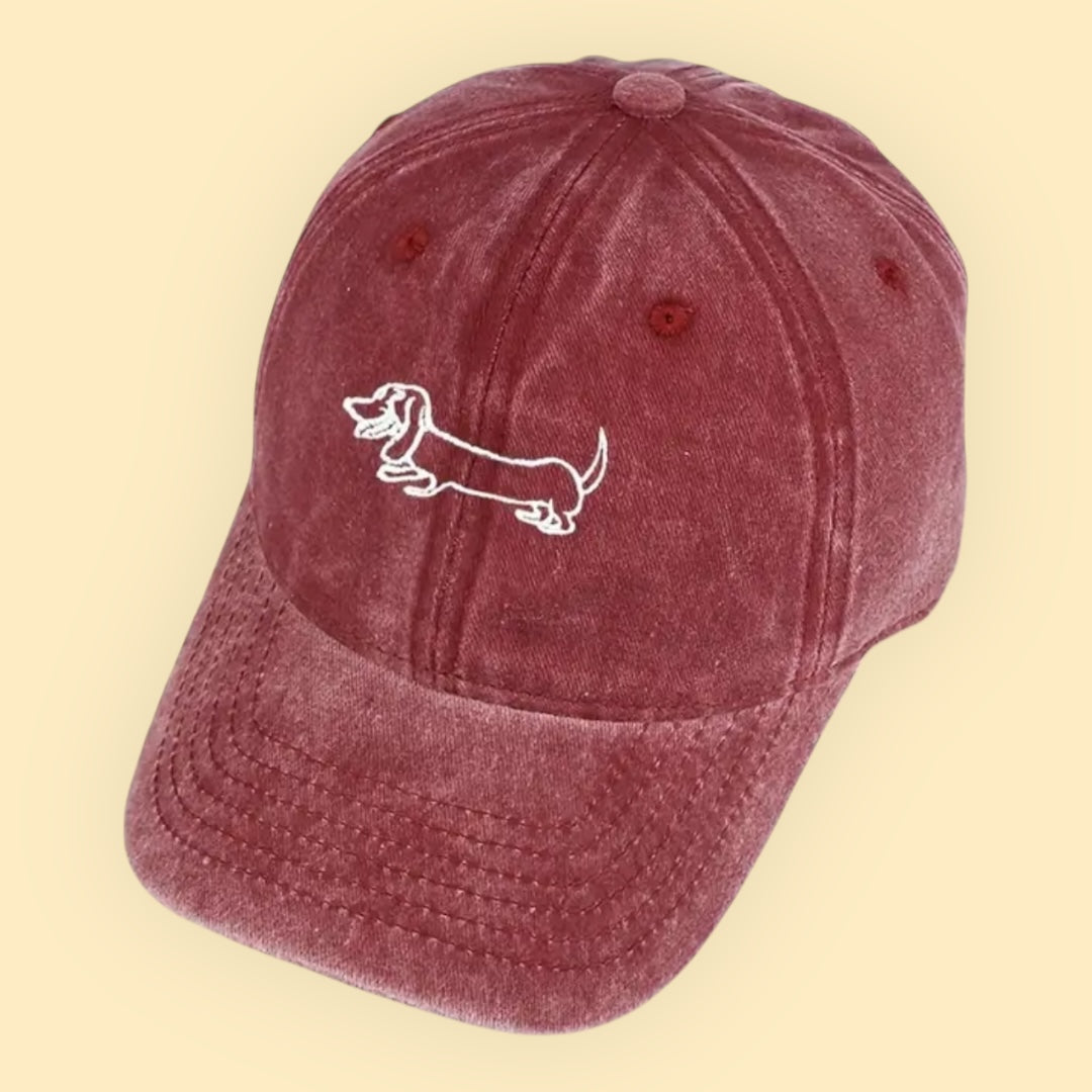 Bordeaux pet met geborduurde teckel