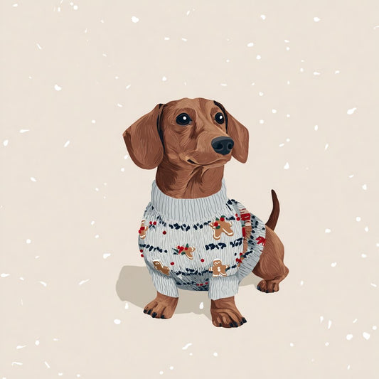 Mysteryteckels - Ginger - teckel met kersttrui aan