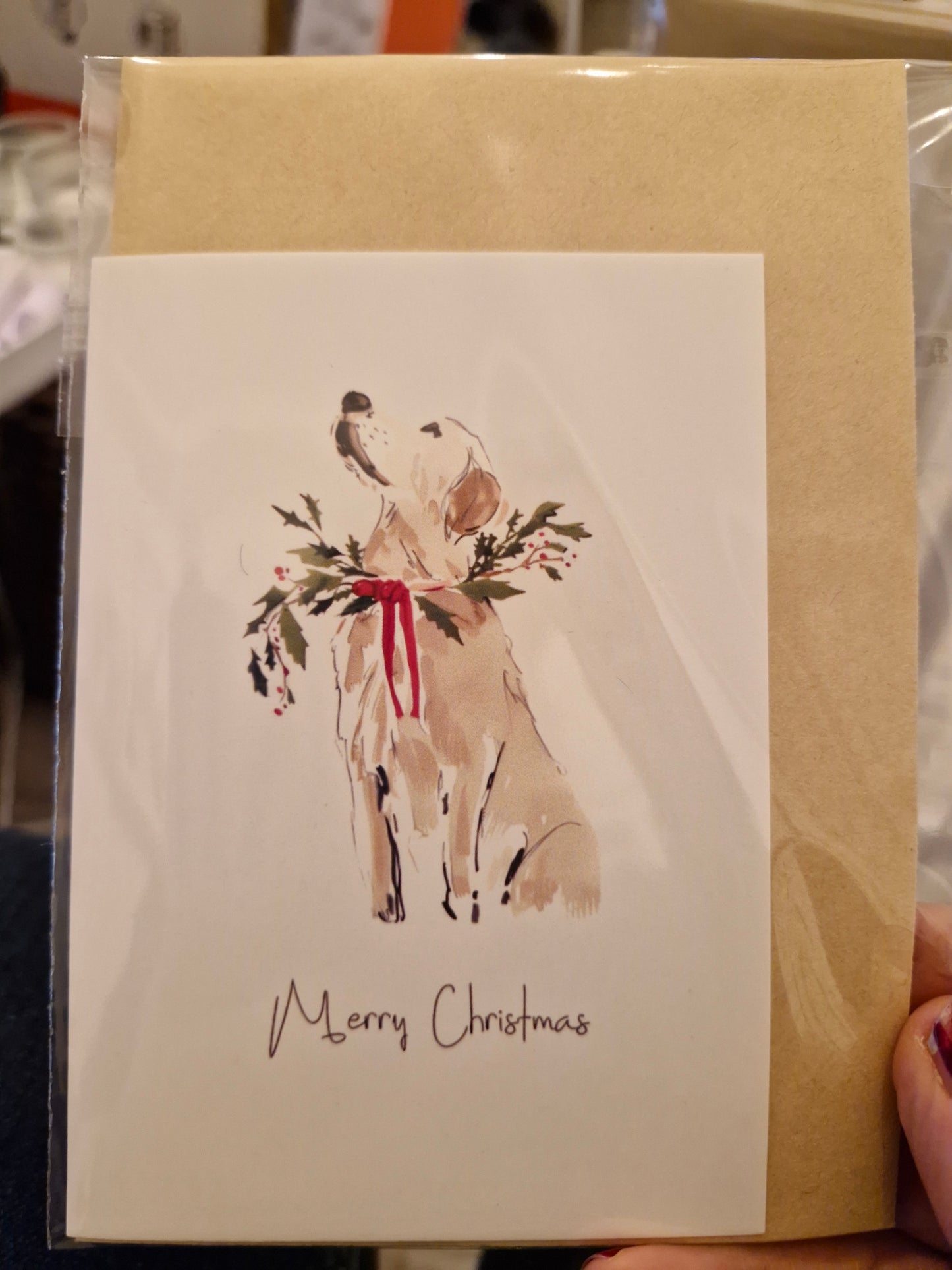 Wenskaart Dubbel Gevouwen - Merry Christmas labrador