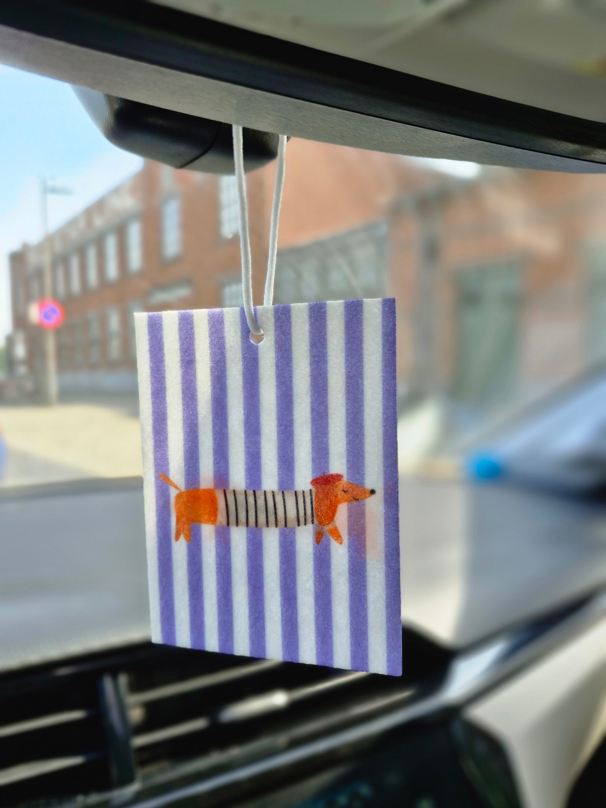 beeld vanuit de auto waar je car refresher kan zien hangen