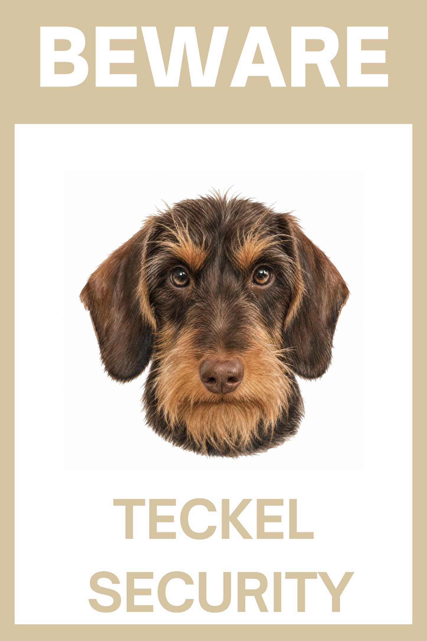 Waakbord teckel ruwhaar choco - bordkleur beige