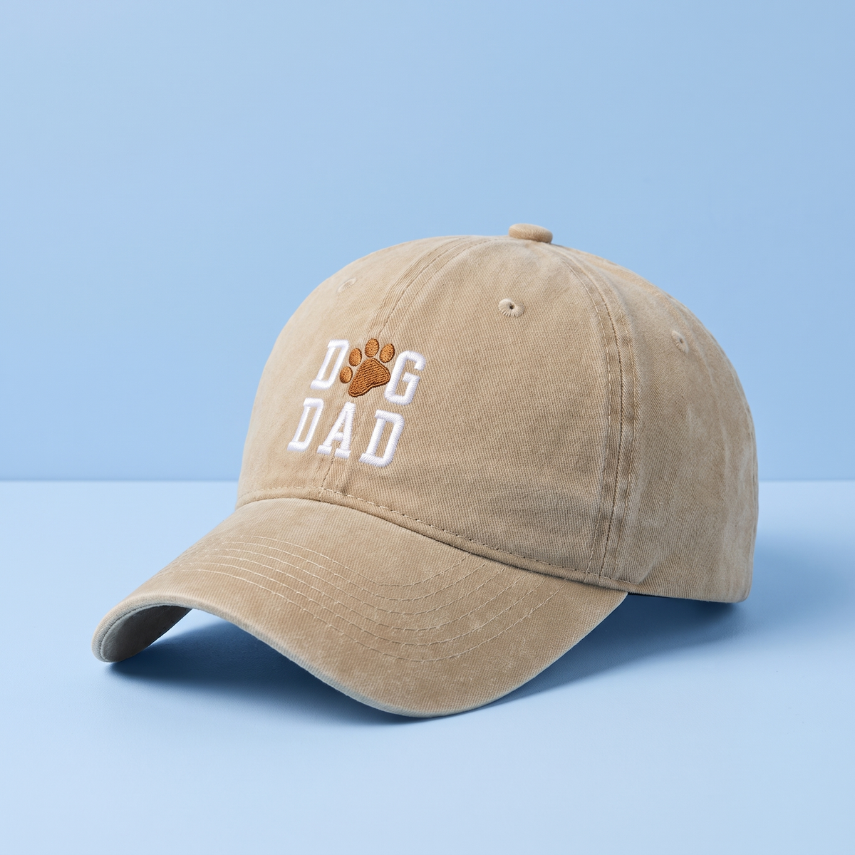 Beige washed pet met Dog Dad en bruin pootje, cadeau voor hondenpapa's