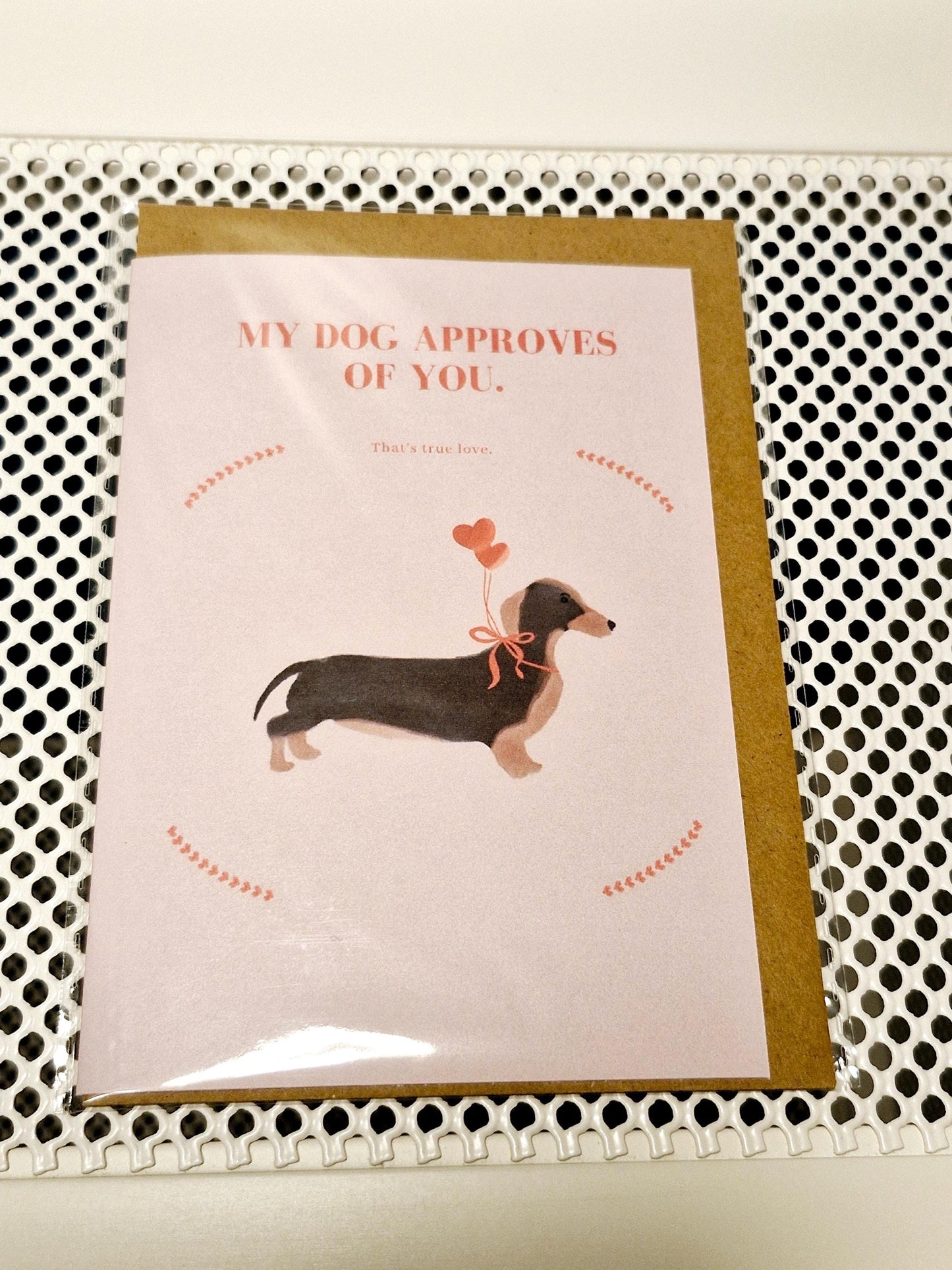 Grappige Hondenliefhebbers Wenskaart - 'My Dog Approves of You' - Perfecte Kaart voor Hondenliefhebbers en Valentijnsdag