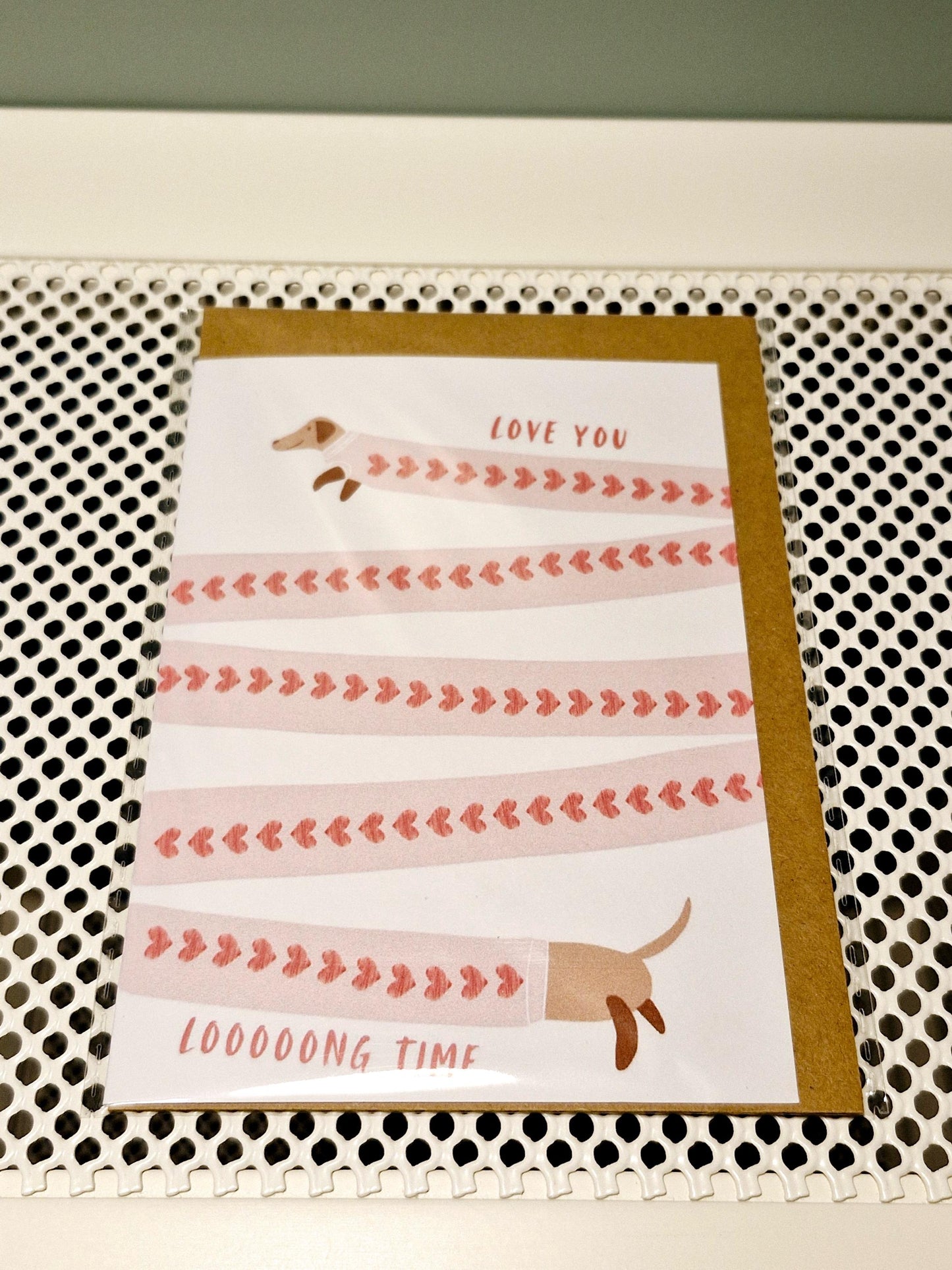 Valentijnskaart ‘Love You Loooong Time  Grappige Wenskaart voor Teckelliefhebbers en Hondenfans  Uniek Cadeau