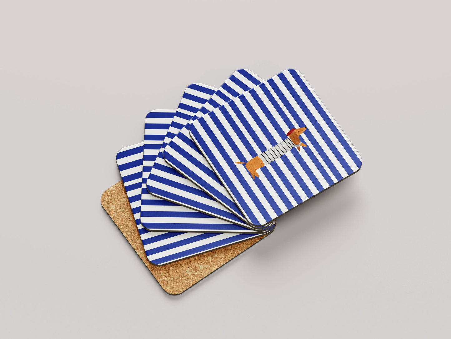La Saucisse Parisienne Onderzetter Blauw-Wit - Handgemaakte Teckel Coaster