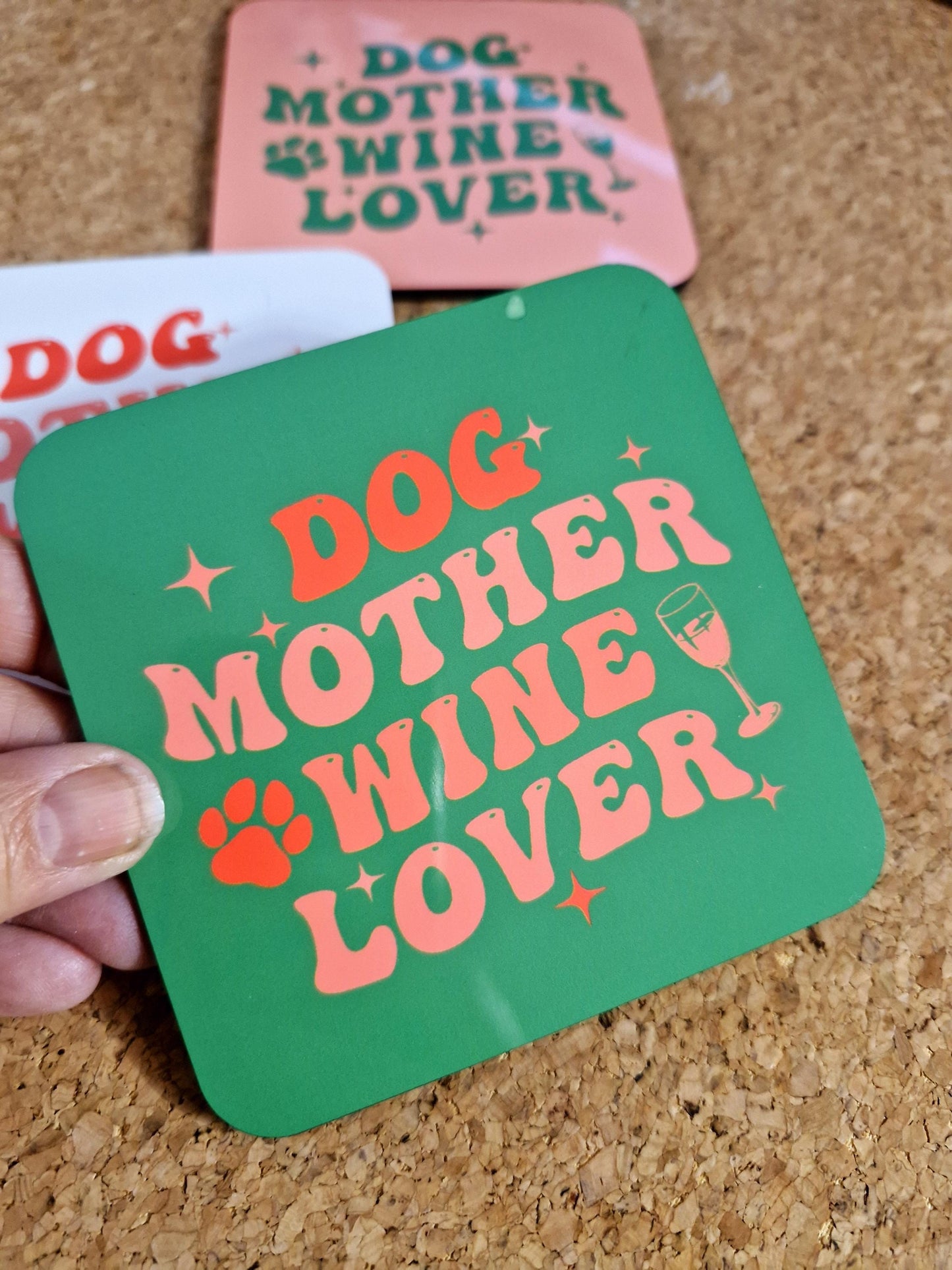 Dog Mother Wine Lover Onderzetter - Groen voor Dog Moms en Wijnliefhebbers