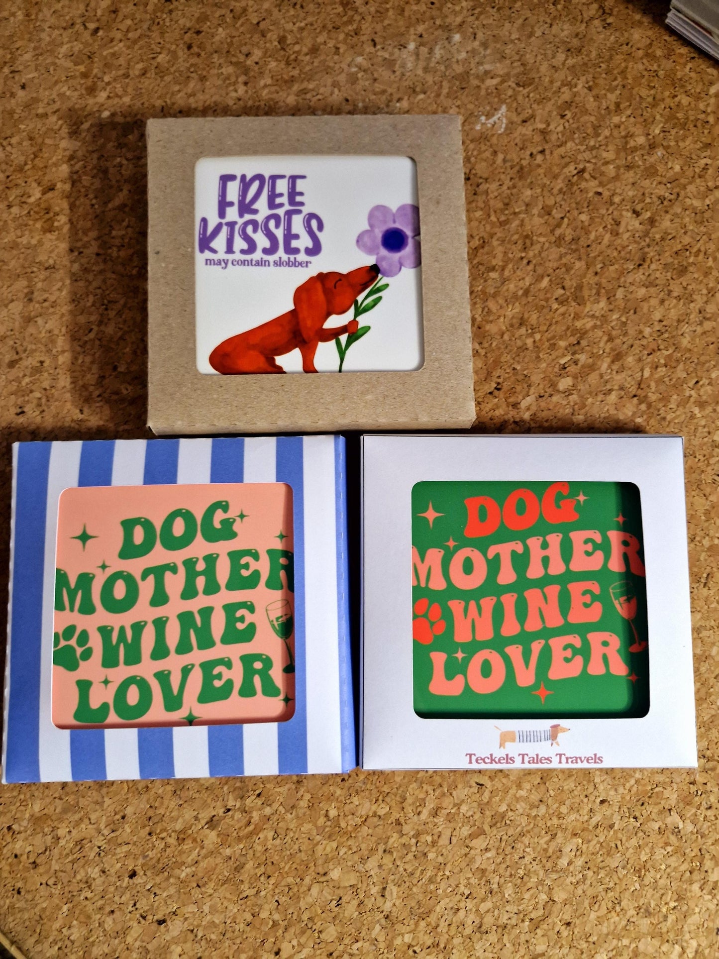 Dog Mother Wine Lover Onderzetter - Perzik Kleur voor Dog Moms & Wijnliefhebbers