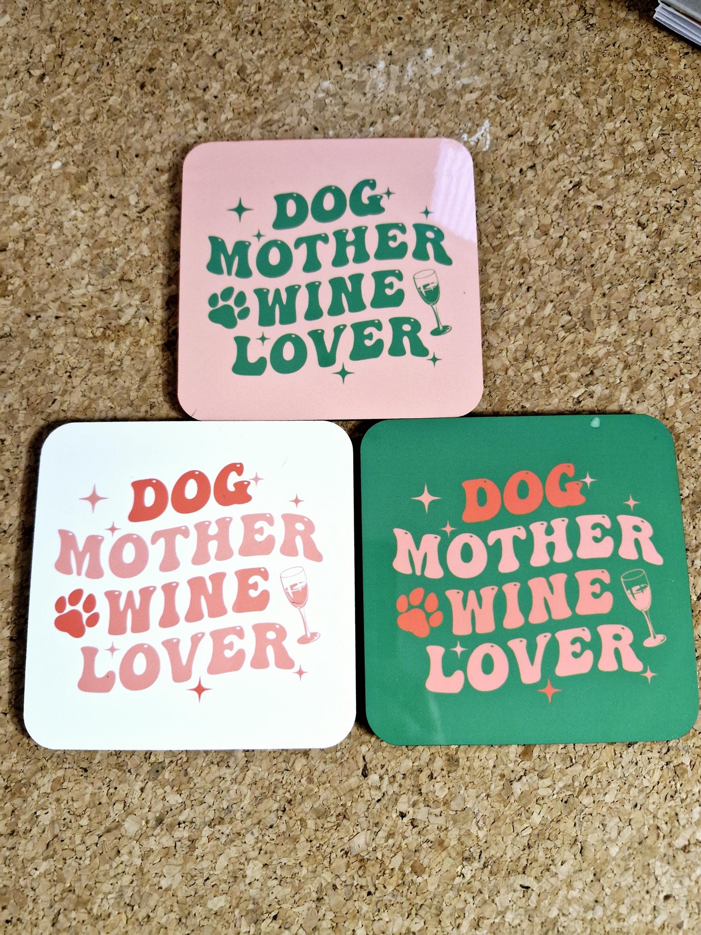 Dog Mother Wine Lover Onderzetter - Wit voor Dog Moms en Wijnliefhebbers