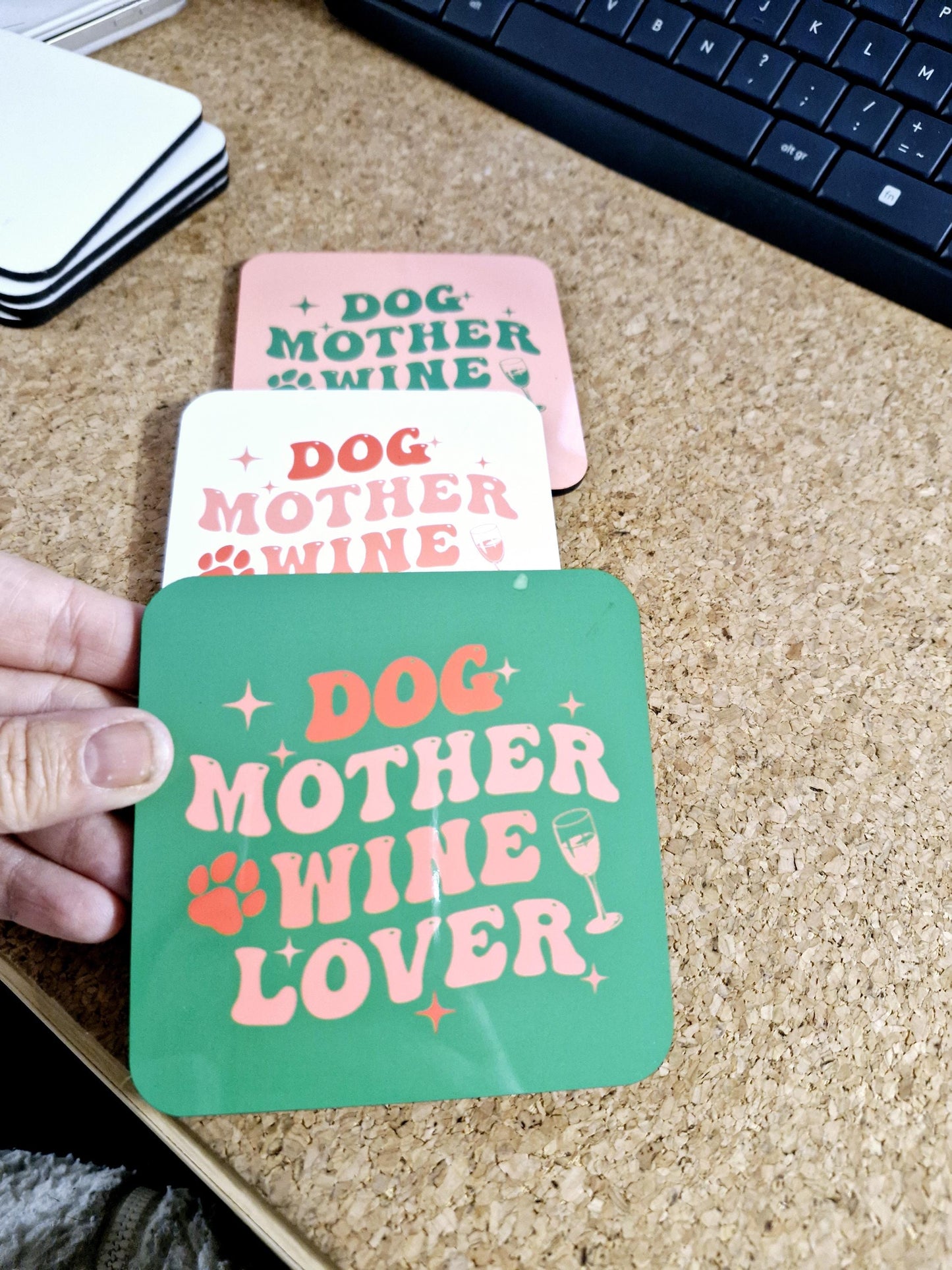 Dog Mother Wine Lover Onderzetter - Wit voor Dog Moms en Wijnliefhebbers