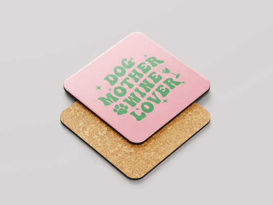 Dog Mother Wine Lover Onderzetter - Perzik Kleur voor Dog Moms & Wijnliefhebbers