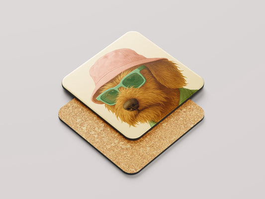 Hipster Teckel Onderzetters Set - Grappige Teckel Illustratie - Cadeau Teckelliefhebber