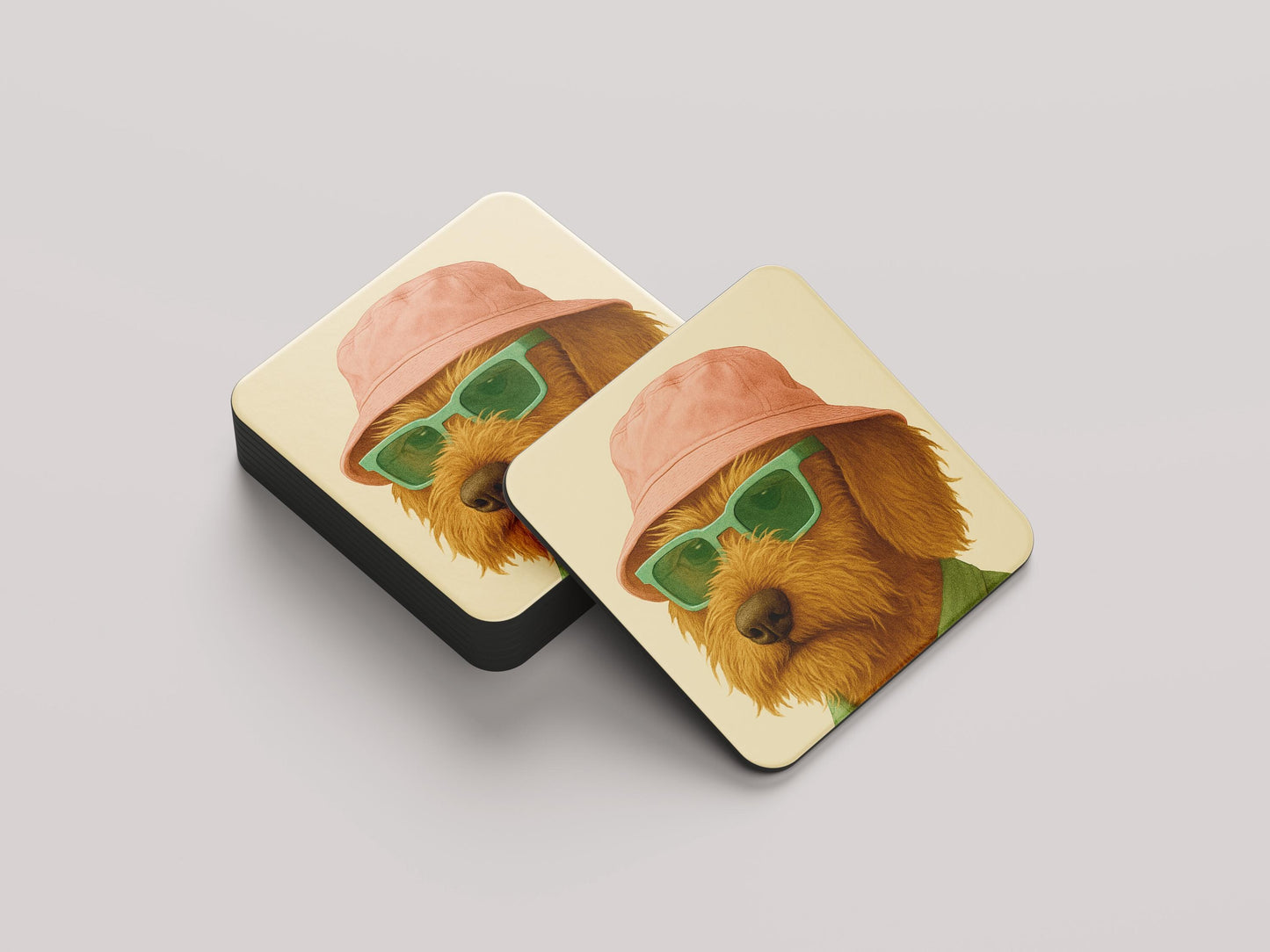 Hipster Teckel Onderzetters Set - Grappige Teckel Illustratie - Cadeau Teckelliefhebber