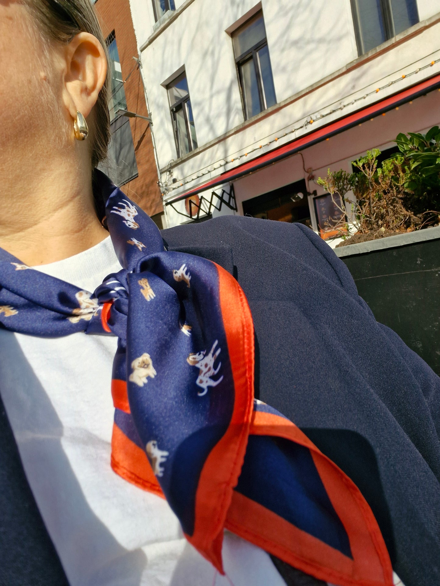 Vierkante Hondjes Sjaal Blauw & Rood - Veelzijdig als Hoofddoek & Halsaccessoire