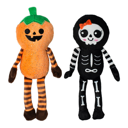 Pompoen en Skelet Hondenknuffels met Pieper, 2 stuks – Oh My Gourd