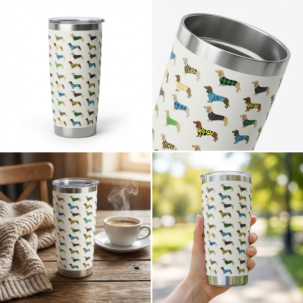 Teckel thermobeker 20oz als cadeau voor teckelliefhebbers – dog mom gift

