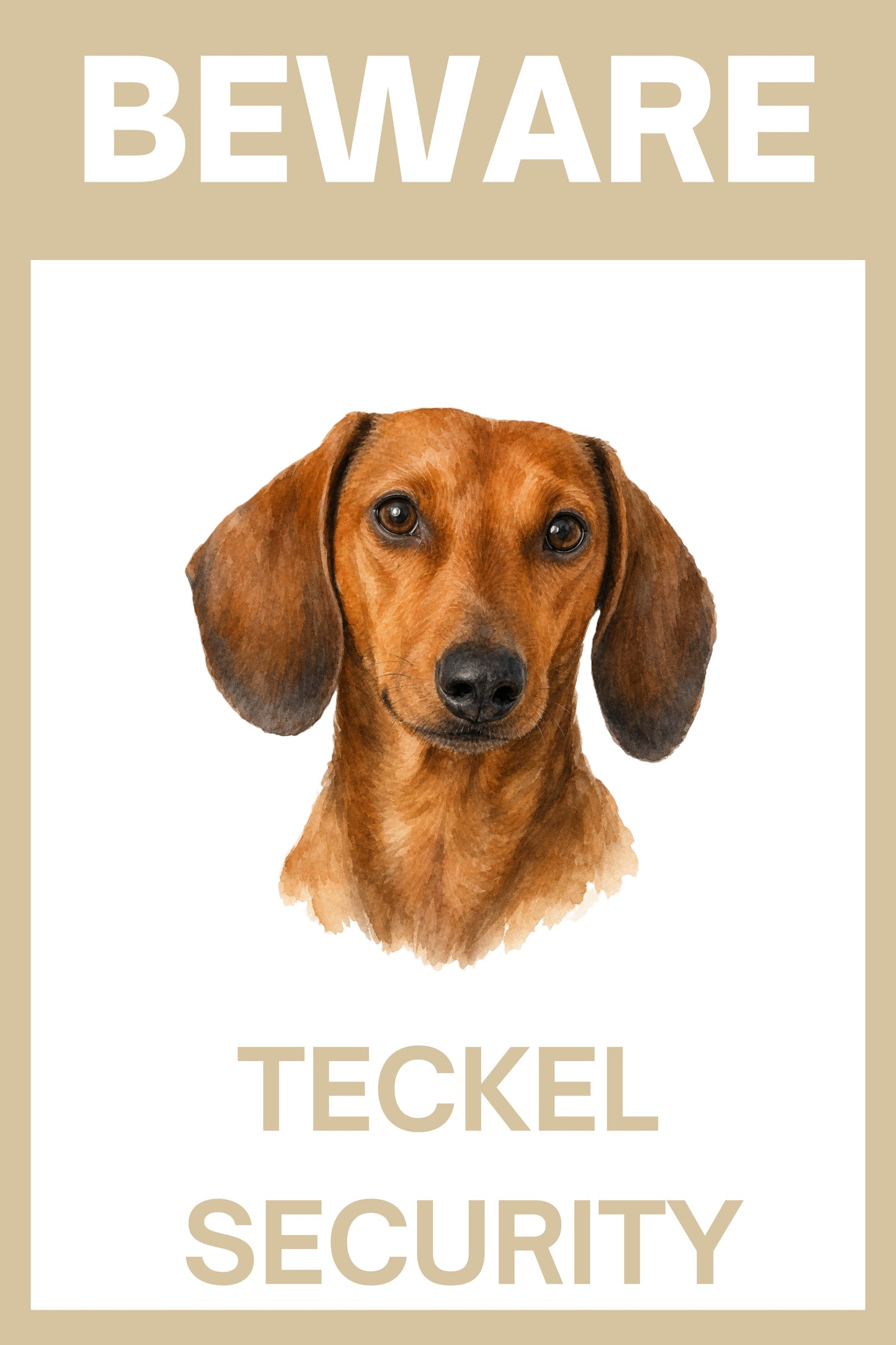 Waakbord teckel korthaar rood donker - bordkleur beige