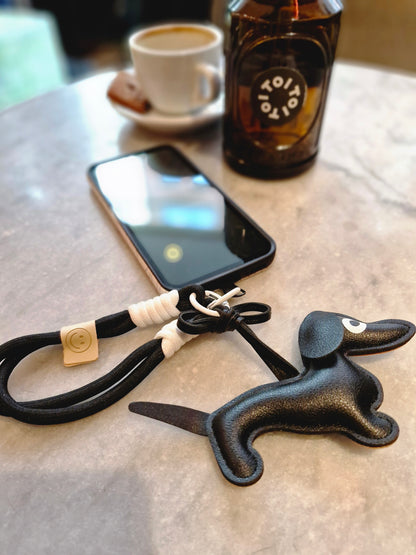 Teckel Sleutelhanger Zwart - Handtashanger & GSM Hanger voor Teckelliefhebbers