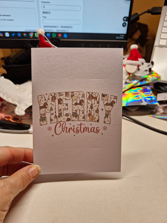 Wenskaart Dubbel Gevouwen - Kerst Dogs A6