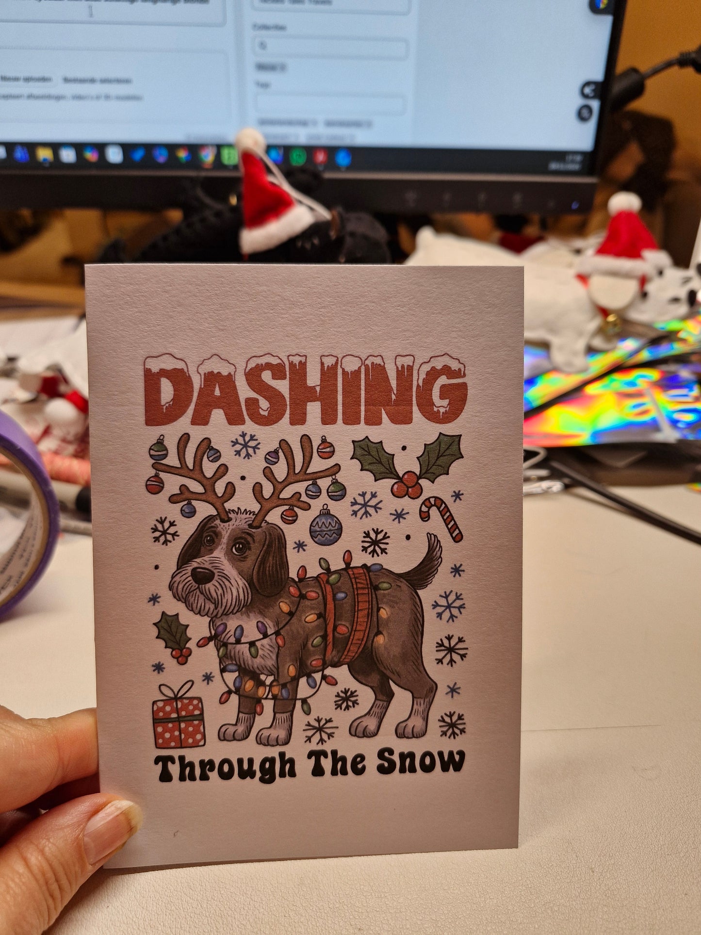 Wenskaart Dubbel Gevouwen - Kerst Dogs A6
