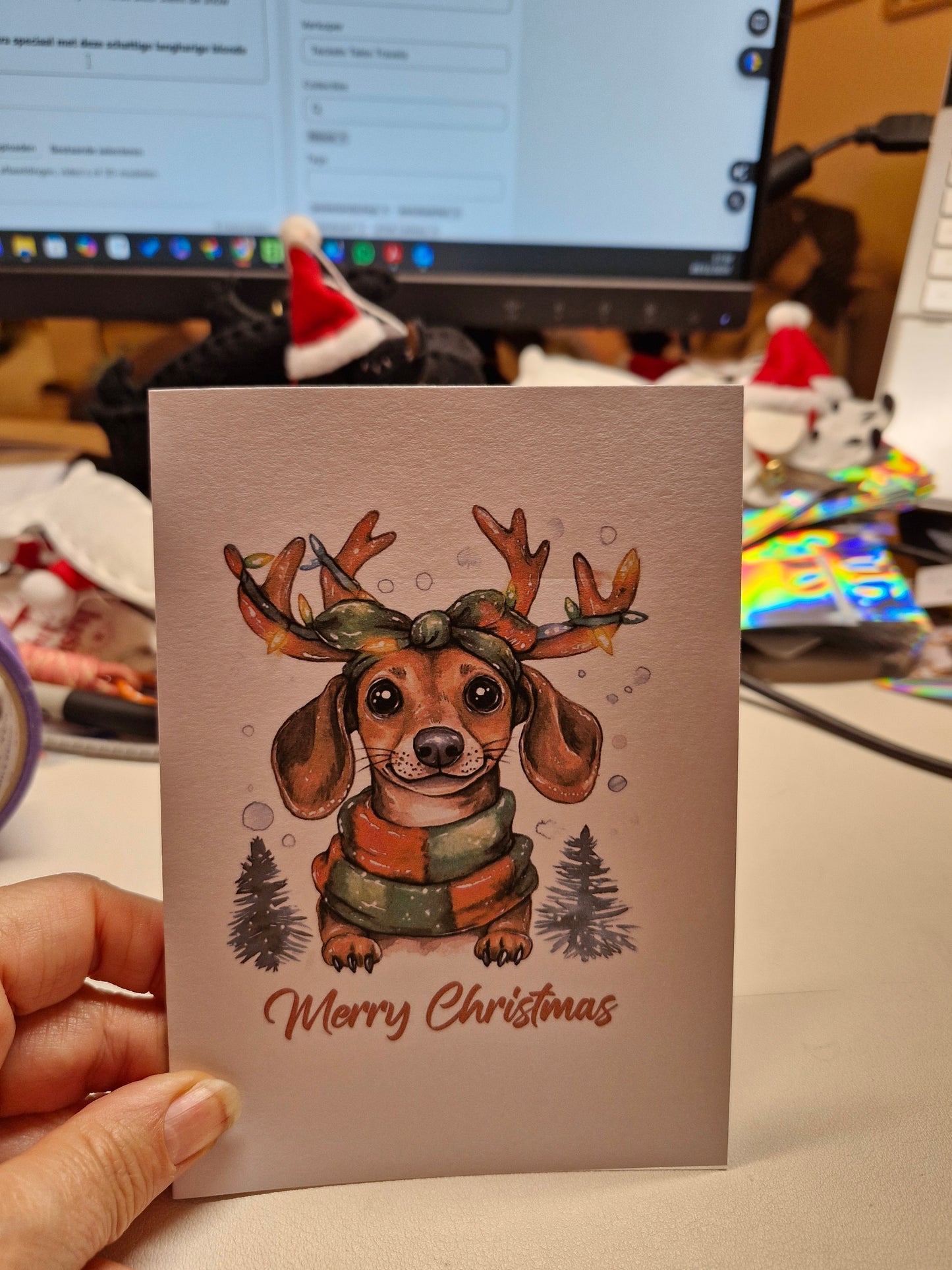 Wenskaart Dubbel Gevouwen - Kerst Dogs A6