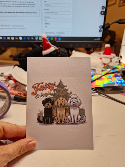 Wenskaart Dubbel Gevouwen - Kerst Dogs A6