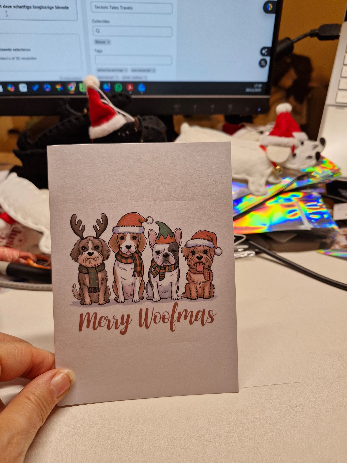 Wenskaart Dubbel Gevouwen - Kerst Dogs A6