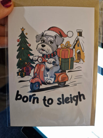 Wenskaart Dubbel Gevouwen - Kerst Dogs A6