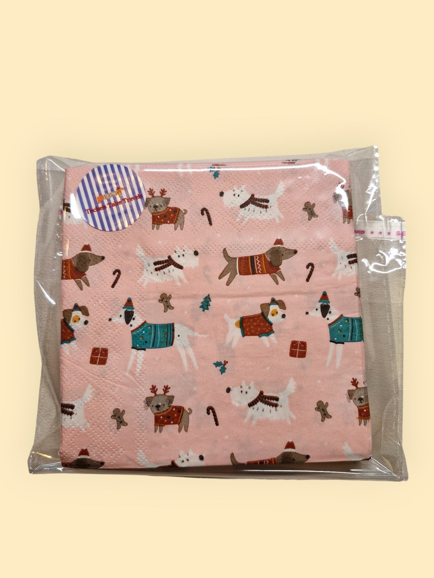 Servetten roze kersthondjes