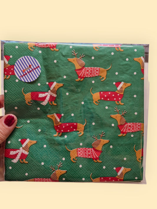 Servetten groen met kerstteckels