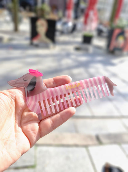 Haarclip Franse Teckel – La Saucisse Parisienne roze
