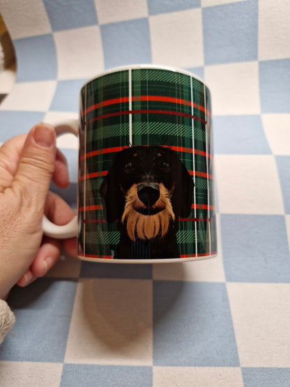 Ruwhaar Teckel Mok Tartan - Keramische Mok 11oz