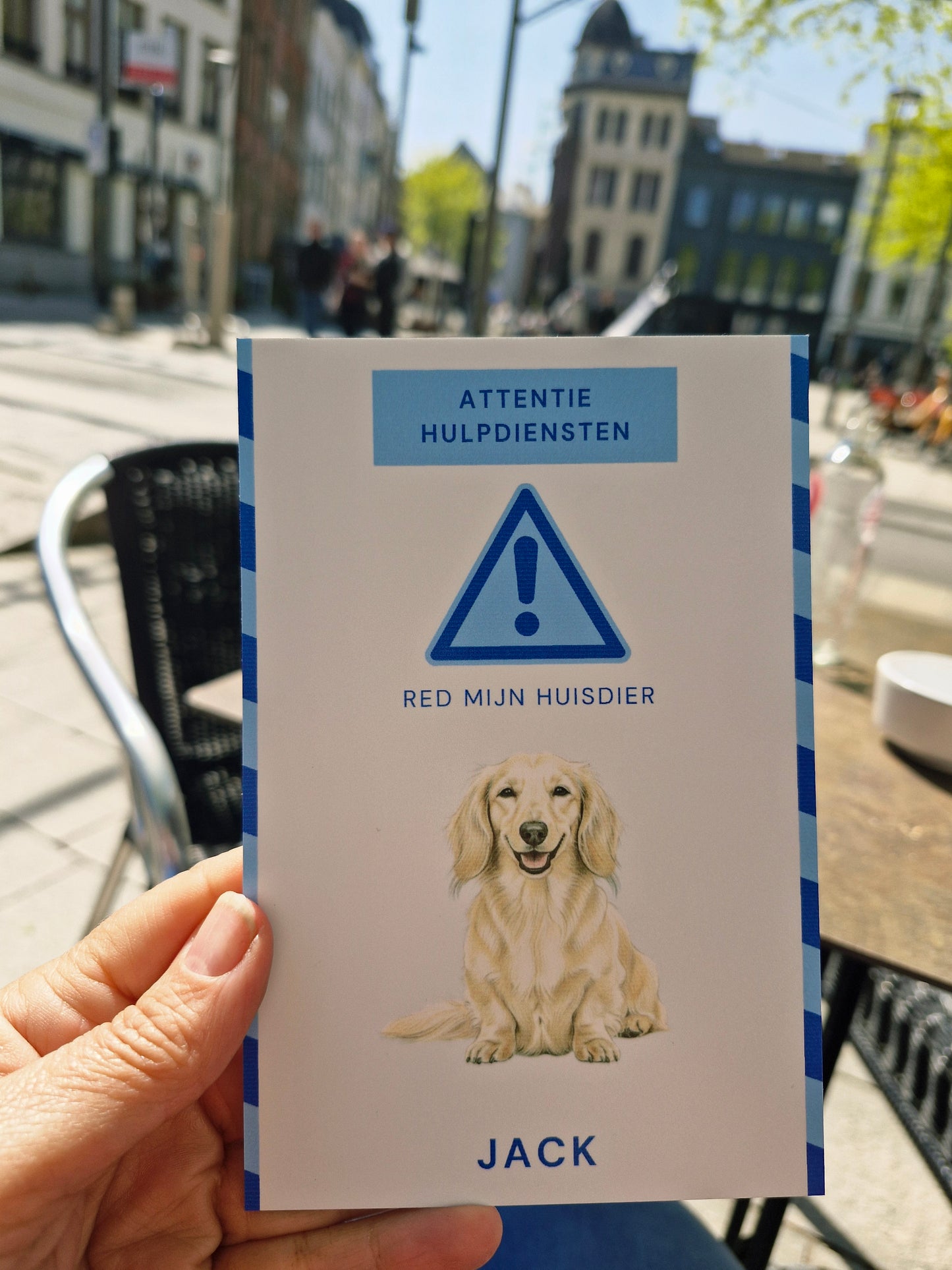 Aluminium hulpdienstenplaatje 10x15 cm – Attentie hulpdiensten red mijn huisdier – gepersonaliseerd bordje voor hond of kat