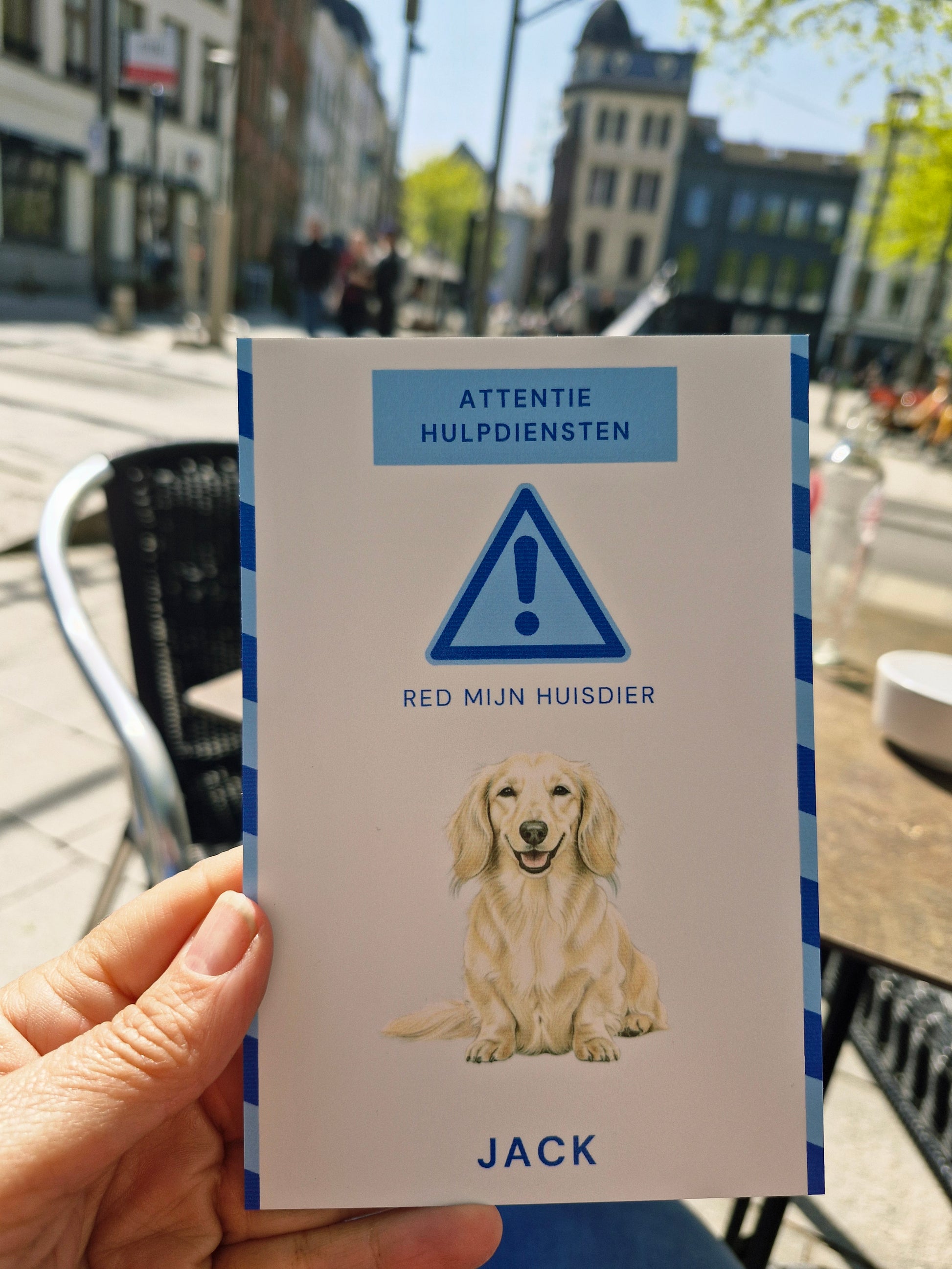 Aluminium hulpdienstenplaatje 10x15 cm – Attentie hulpdiensten red mijn huisdier – gepersonaliseerd bordje voor hond of kat