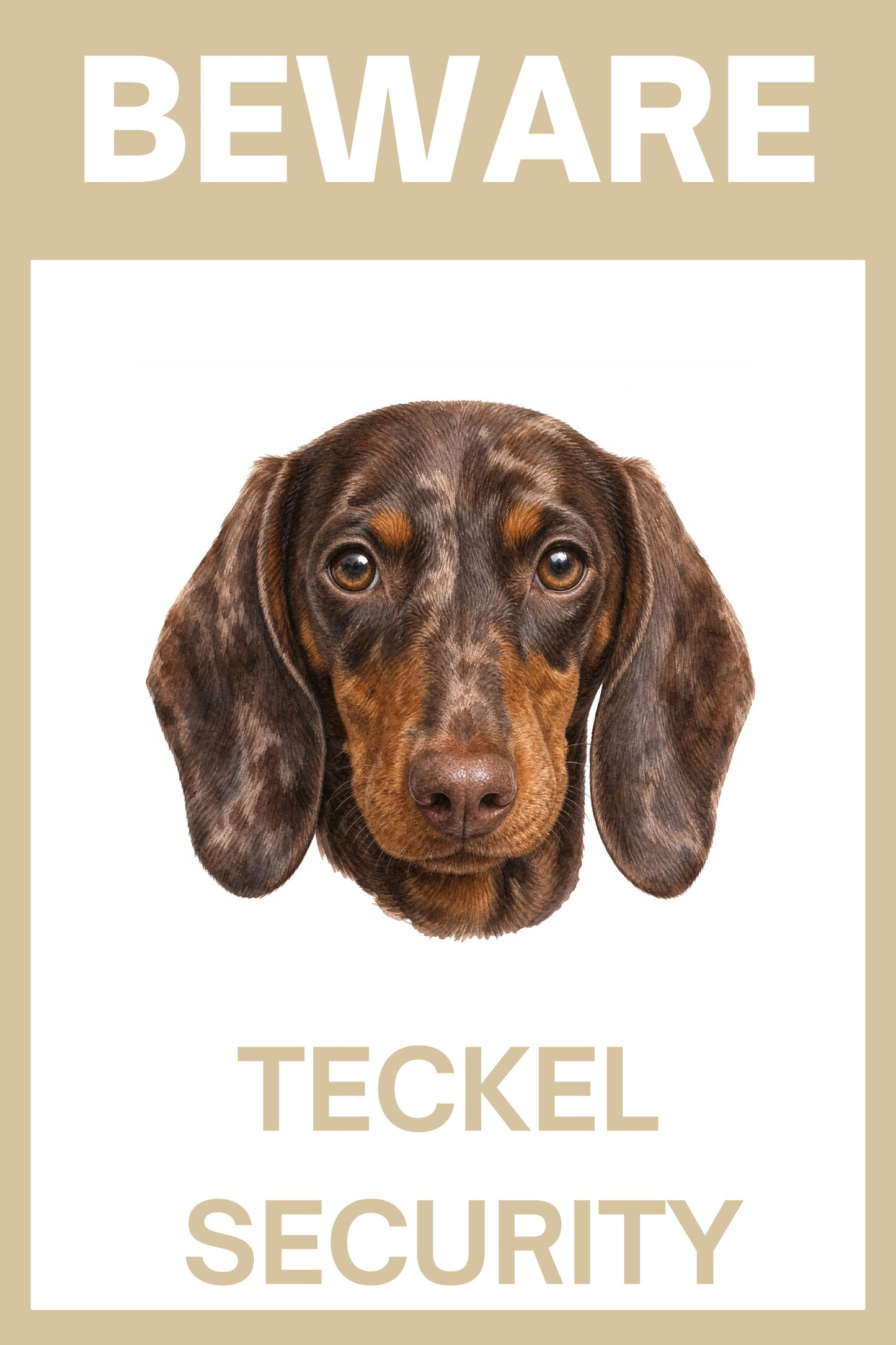 Waakbord choco dapple teckel - bordkleur beige