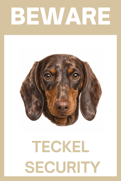 Waakbord choco dapple teckel - bordkleur beige