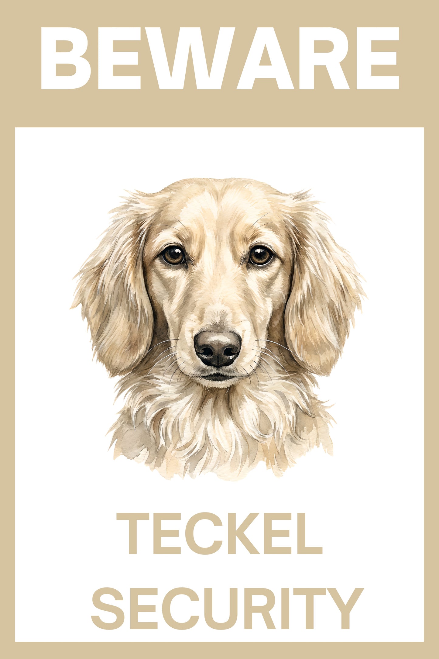 Waakbord teckel langhaar crème - bordkleur beige