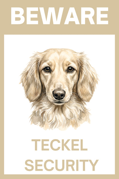 Waakbord teckel langhaar crème - bordkleur beige