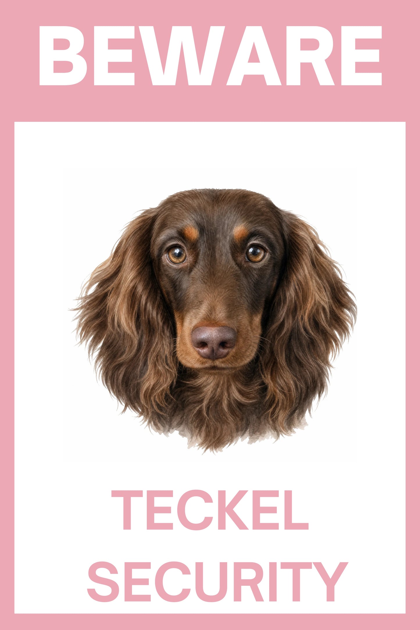 Waakbord teckel langhaar choco - bordkleur roze