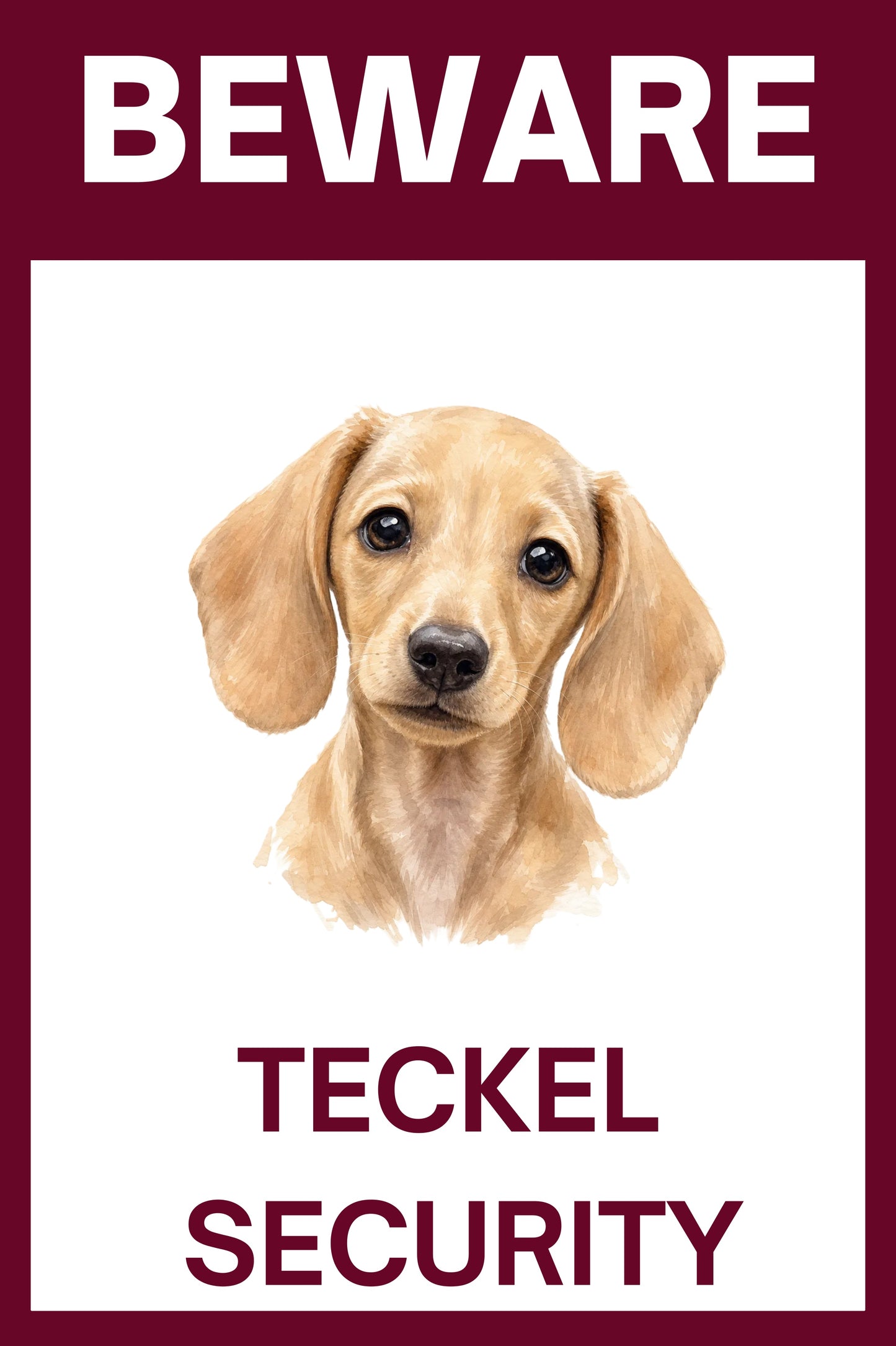 Waakbord teckel korthaar blonde puppy - bordkleur bordeaux
