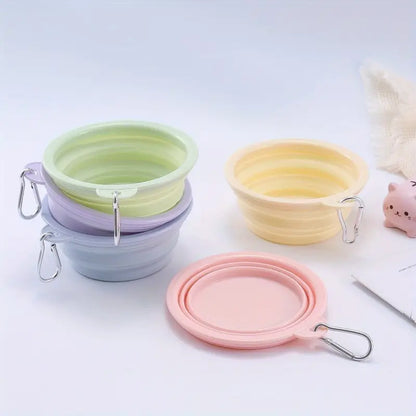 5 verschillende opvouwbare waterbakjes - macaron kleuren lichtblauw, geel, lila, lichtgroen en roze