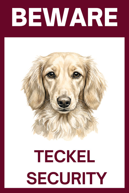 Waakbord teckel langhaar crème - bordkleur bordeaux