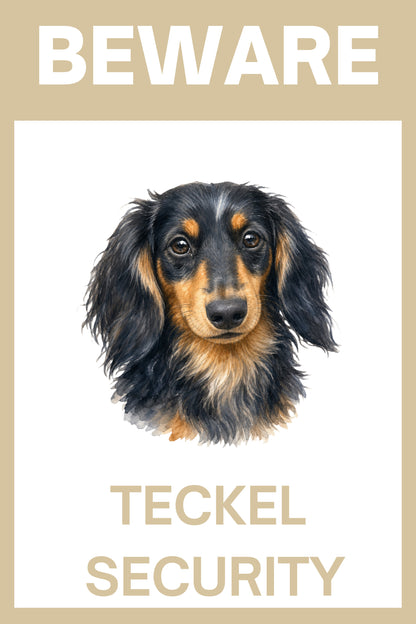 Waakbord teckel langhaar black en tan - bordkleur beige