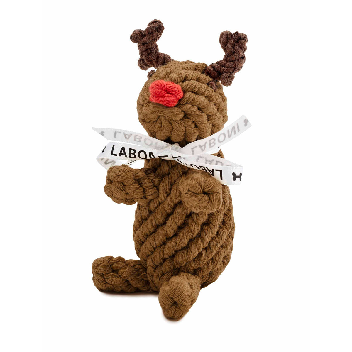 Rendier hondenspeeltje van katoenen touw met rode neus, kerstcadeau voor honden