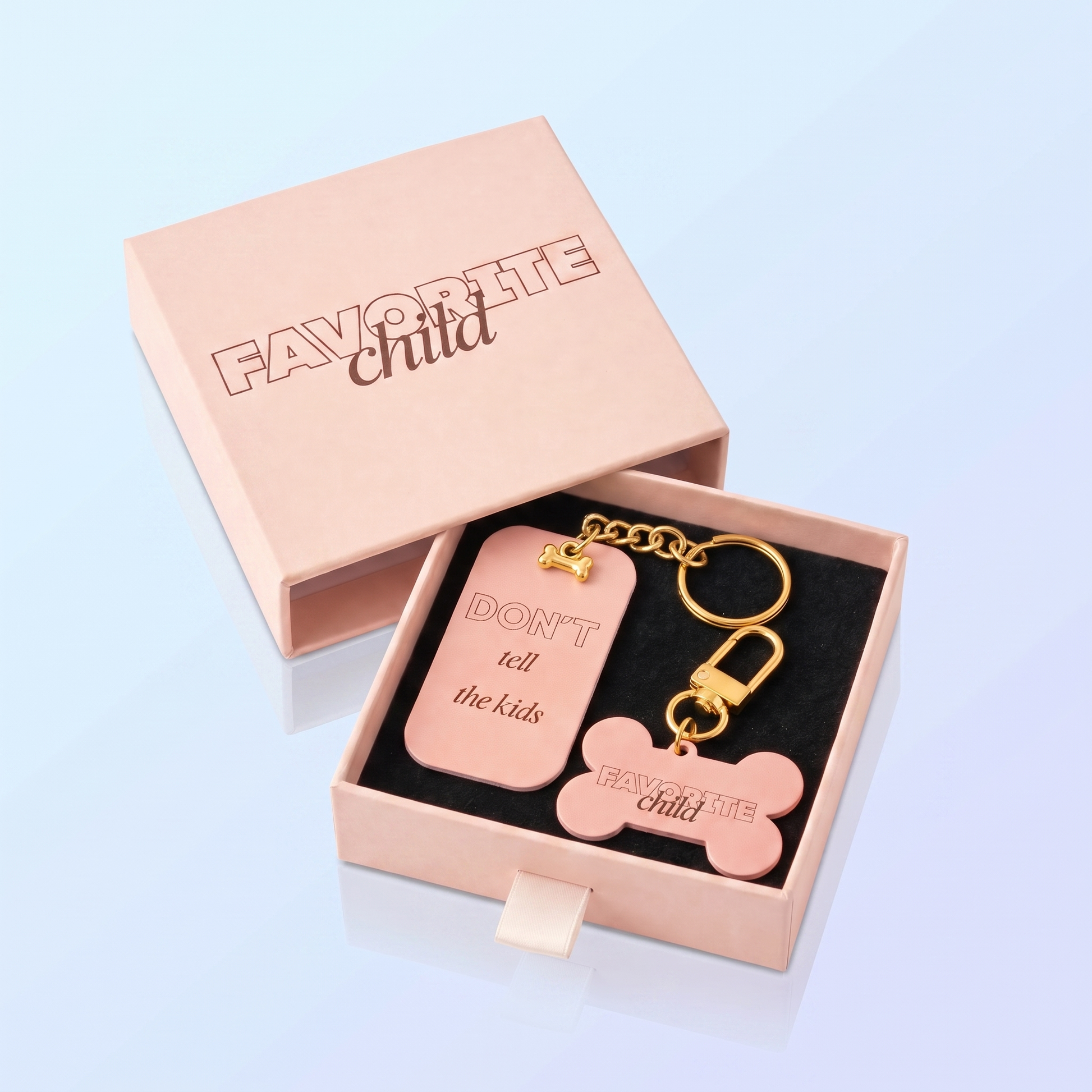 Cadeauset hond & baasje — Bone tag + Sleutelhanger in geschenkdoosje - Favorite Child